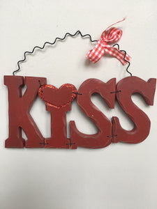 Valentine Wooden Kiss Sign