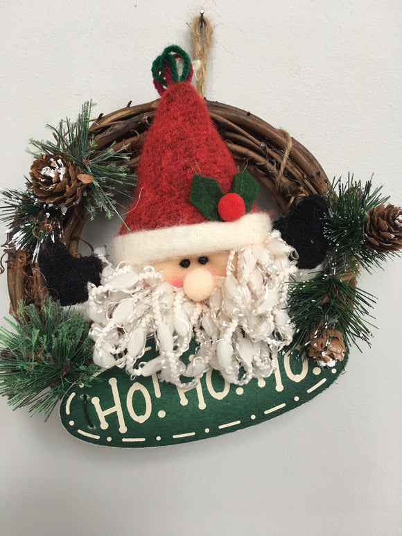 Christmas Santa Ho!Ho!Ho! Grapevine Wreath Wall Hanging