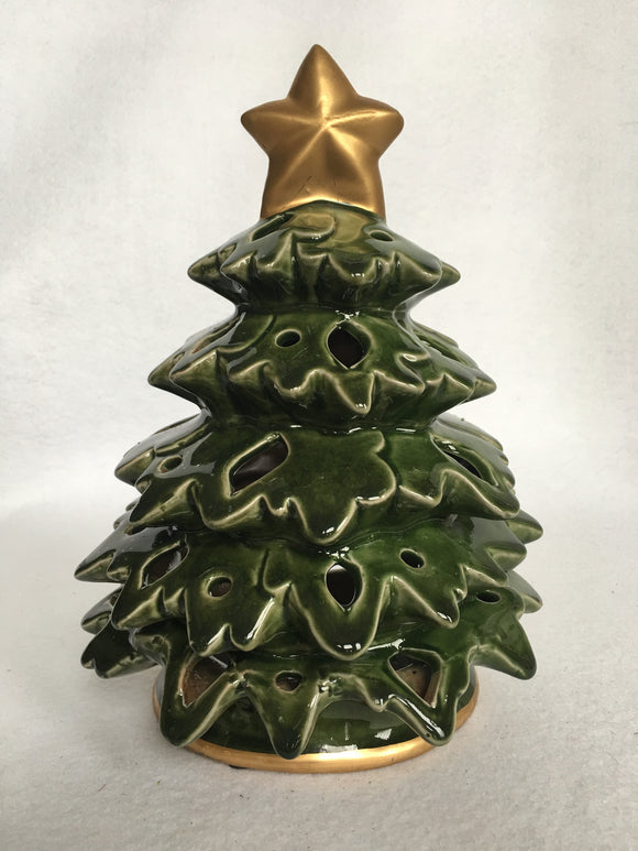 Christmas Ceramic Tree Light Holder with Gold Star