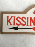 Valentine Kissing Booth With Lips and Arrow Sign