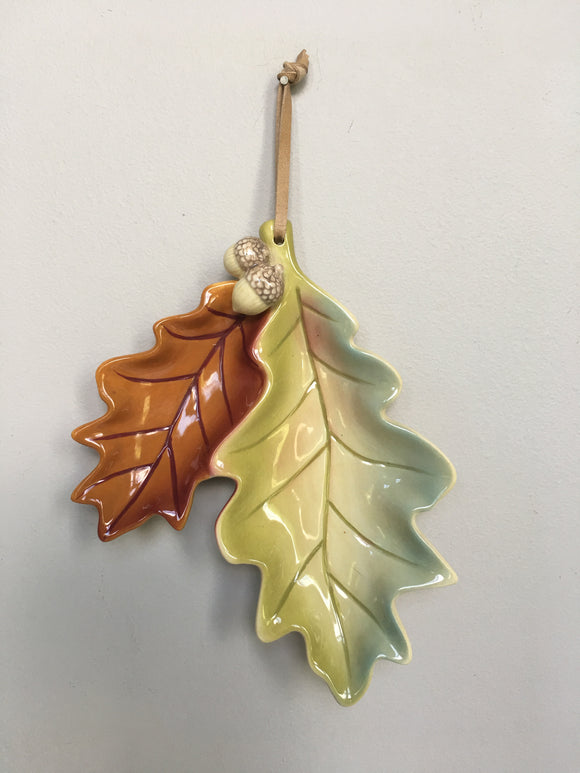 Harvest Russ Berrie and Co. Ceramic Leaf and Acorn Wall Hanging