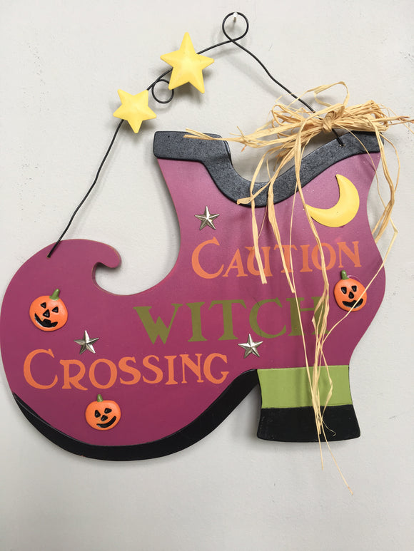 Halloween Caution Witch Crossing Sign
