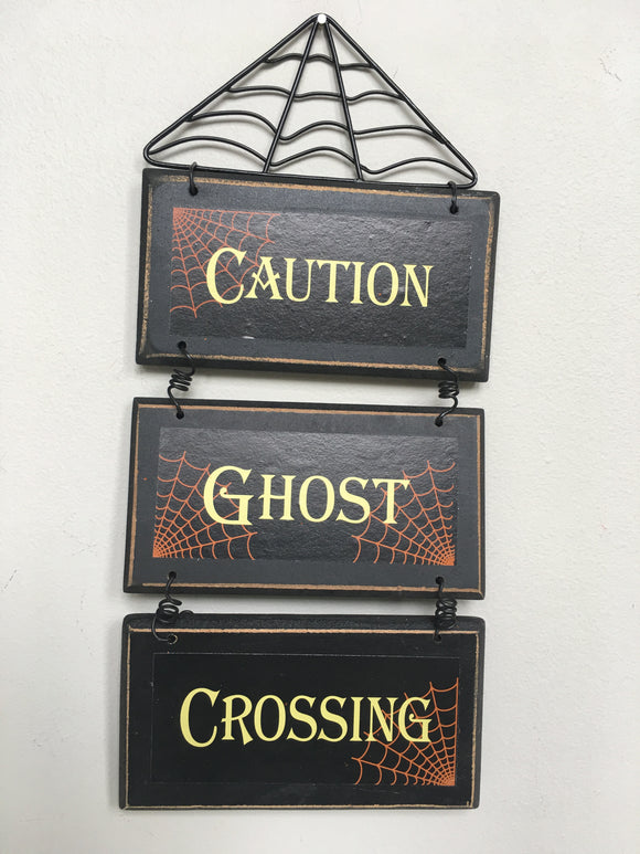 Halloween Caution Ghost Crossing Sign