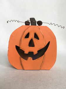 Halloween Light-Up Wooden Pumpkin