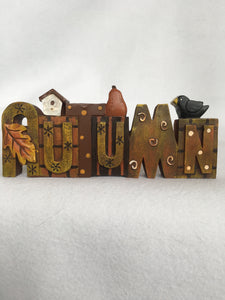 Harvest or Autumn Block Sitter with Bird House, Pumpkin, Crow or Corn Husk