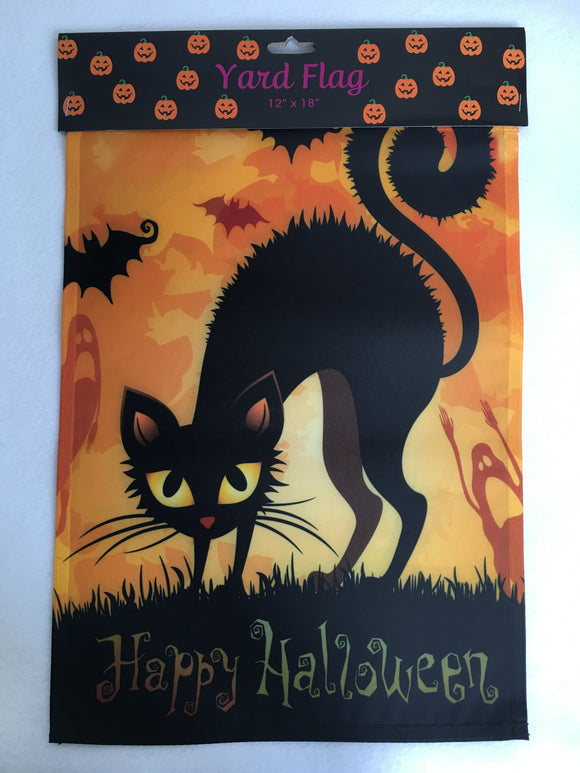 Halloween Black Cat Yard Flag