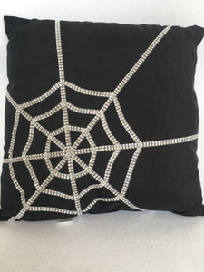 Halloween Rhinestone Spider Web Pillow
