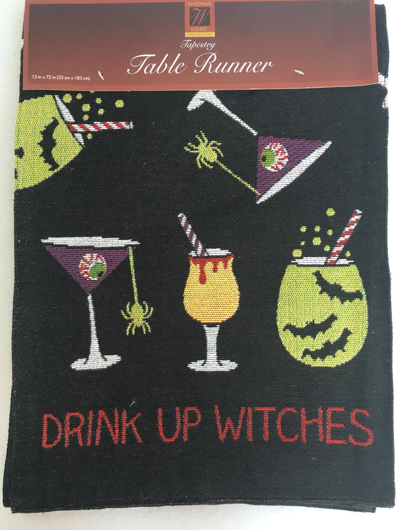 Halloween Drink Up Witches Tapestry Table Runner