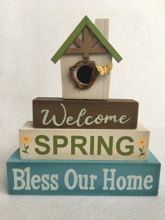Easter Welcome Spring Bless Our Home Moveable Block Sitter