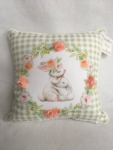 Easter Bunny Mother Holding Baby Pillow