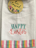 Easter Bunny With Pom Pom Tail Happy Easter Set of 2 Tie Towels