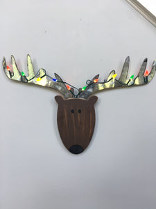 Christmas Wood and Metal Light Up Reindeer Wall Hanging