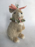 Easter Sisal Medium Bunny Wearing Wreath on Neck and Flower on Head