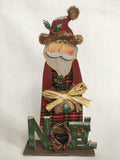 Christmas Wooden Plaid Santa or Snowman Block Sitter