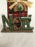 Christmas Wooden Plaid Santa or Snowman Block Sitter