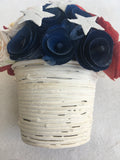 Patriotic Red White and Blue Wood Curled Rosette Flower Display