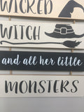 Halloween Solid Wood Witch and Monsters Wall Hanging