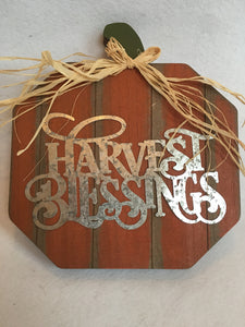 Harvest Blessings Wooden Pumpkin With Stand
