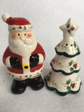 Christmas Winterberry Pfaltzgraff Santa and Tree Salt and Pepper Shakers