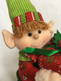 Christmas Sitting Boy Elf Holding Present