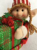 Christmas Sitting Girl Elf Holding Present