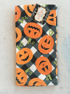 Halloween Pumpkins on a Check Background Set of Two Kitchen Towels