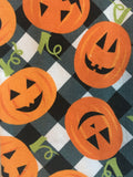 Halloween Pumpkins on a Check Background Set of Two Kitchen Towels