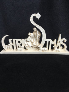 Christmas White Nativity Theme Block Sitter