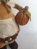 Harvest Standing Pilgrim Girl Holding Pumpkin