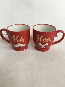 Christmas His and Hers Mustache and Bow Mugs