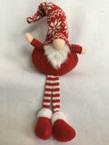 Christmas Red and White Argyle Sitting Boy or Girl Gnome With Long Legs