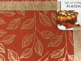Harvest Gold Metallic Outlined Leaves Set of 4 Placemats