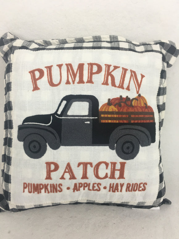 Harvest Embroidered Truck Carrying Pumpkins Pillow