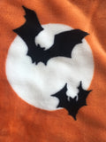 Halloween Bats Flying Against Moon With BOO Velvet Plush Blanket Throw