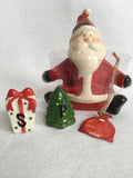 Christmas Santa Holding Present and Tree Salt and Pepper Shaker Set