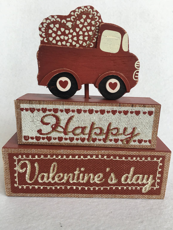 Valentine Love Truck Block Sitter