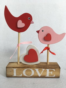 Valentine Love Birds with Heart Block Sitter