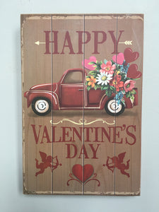 Valentine Truck Carrying Flowers Block Sitter or Sign