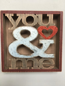Valentine You and Me Shadow Box Block Sitter or Sign
