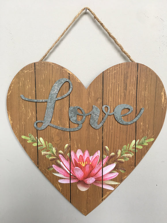 Valentine Wooden Heart With Love Wall Hanging