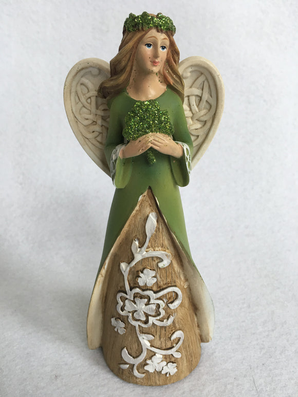 Saint Patrick’s Day Angel Holding Shamrock Figure