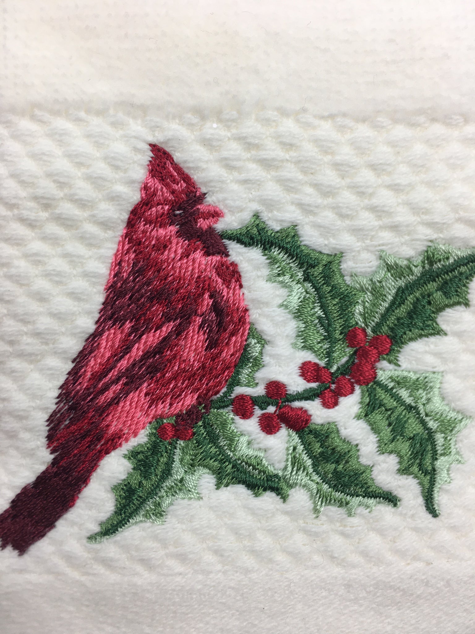 Christmas Winter Moose Candy Cane Poinsetta Cardinal kitchen dish towel  custom embroidered
