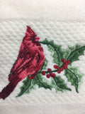 Christmas Cardinals with Holly Leaves and Berries Set of 2 Finger Towels