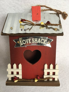 Valentine Love Shack Wood and Metal House Block Sitter or Ornament