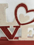 Valentine Red and White Love with Heart Block Sitter