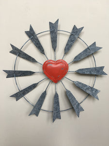 Valentine Heart Windmill Metal Wall Hanging