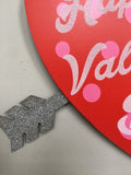 Valentine Happy Valentine’s Day Wood Heart With Glittered Arrow Sign