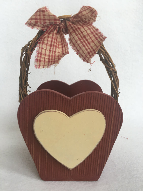 Valentine Heart Shaped Wood Basket