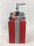 Christmas Red and Silver Present Soap Dispenser