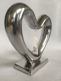 Valentine Large Shiny Metal Silver Heart Display